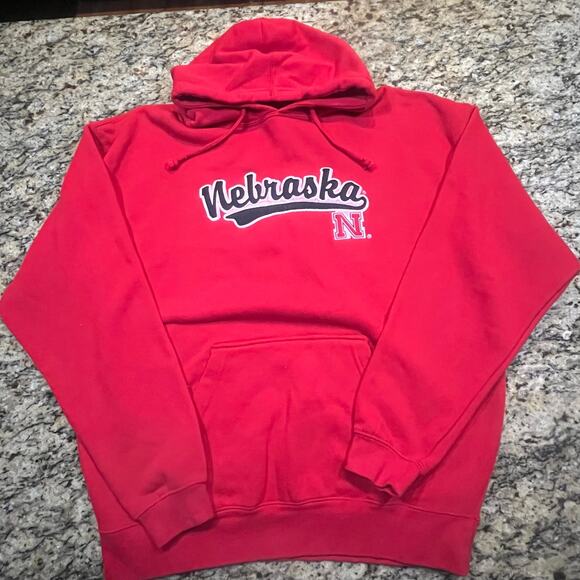 Vintage J.America Men Size XL Nebraska Hoodie Red Sweatshirt Long Sleeve - Picture 2 of 6